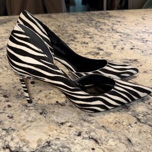Steve Madden Zebra-Print Pointed-Toe Stiletto Pumps - Black & White